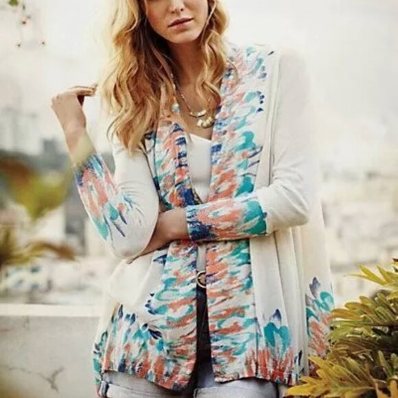 Anthropologie Guinevere Sapphire Flame Cardigan women's size Large NEW - Picture 1 of 6